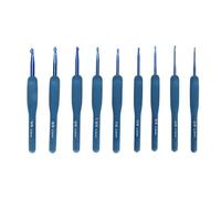 Crochet Hooks Set Ergonomic Soft Grip Knitting Needle with Aluminum Heads for Handmade DIY Crafts Adults Kids 9PCS Multiple Sizes Blue