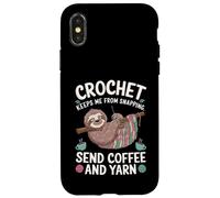 Crochet Keeps Me from Snapping Send Coffee and Yarn Sloth Carcasa para iPhone X/XS