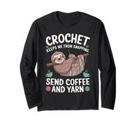Crochet Keeps Me from Snapping Send Coffee and Yarn Sloth Manga Larga