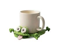 Crochet Lizard Coaster, 3D Funny Animal Mug Rugs for Table Protection, Absorbent Handmade Knitted Drink Coasters, Quirky Desk Fidget Accessories Gift for Reptile Lovers, 4 Inch (D)