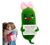 Crochet Pickle Plush - Muñeca De Pepino De, Apoyo Emocional Divertido | Regalo De Aliento Hecho A Mano, Peluche De Punto Verde con Tarjeta, Decoración De Escritorio De Terapia, De Alquil