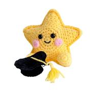 Crochet Positive | Divertida estrella de graduación hecha a mano, muñeca emocional de ganchillo | para dormitorio, sala de estudio, estantería de coche, escritorio, escuela secundaria, universidad