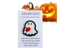 Crochet Positive, Halloween Ghost, Wool Handmade Ornament, Inspiring Card Message, Motivational Gift for Students, Women, Coworkers, Teachers, Girls, Desk, Holiday Use