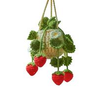 Crochet Potted Plant For Car | Auto Pendant Crochets Strawberry | Cute Car Plant Accessories | Plants Crochet Vehicle Mirror Suspension Accessories For Cars