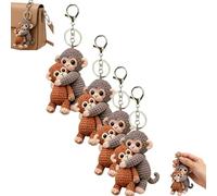 Crochet Protect Protect Monkey Keychain,Cute Crochet Monkey Holding Plush Toy Keychain,for Backpack,Purse,Wallet & Keys