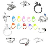 Crochet Ring for Finger, Animal Design Yarn Guide Rings, Adjustable Crochet Ring, Zinc Alloy Crochet Ring Marker, Adjustable Crochet Ring for Finger with 10X Animal Design Yarn Guide Ring for