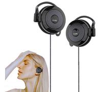 Crochet S-520 - Clip de cabeza de cable de 3,5 mm y 1,2 m, casco dinámico ligero para deportes, carreras, caminatas, yoga, fitness, música, teléfono, PC, tableta, altavoz estable, esponja de acero más