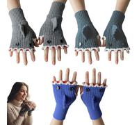 Crochet Shark Fingerless Gloves,Cute Shark Design Knit Thermal Warm Glove,Winter Stretch Gloves for Women and Men (3 Pcs, One Size)