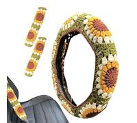 Crochet Steering Wheel Cover, Anti-Slip Steering Wheels Cover, 35-38cm/14-15in Aesthetic Soft Decor, Comfortable Grip, Car Accessories, Men, Women, Family, Friends, Colleagues