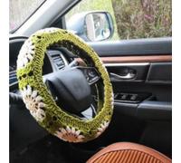 Crochet Steering Wheel Cover,Universal 14-15 Inch Soft Steering Wheel Covers for Women& Men,Cute Pattern Non-Slip Sweat-Absorbent Car Covers for Vehicles,Sedans,Suvs (Army Green)