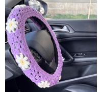 Crochet Steering Wheel Cover,Universal 14-15 Inch Soft Steering Wheel Covers for Women& Men,Cute Pattern Non-Slip Sweat-Absorbent Car Covers for Vehicles,Sedans,Suvs (Purple)