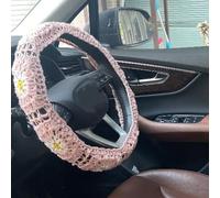 Crochet Steering Wheel Cover,Universal 14-15 Inch Soft Steering Wheel Covers for Women& Men,Cute Pattern Non-Slip Sweat-Absorbent Car Covers for Vehicles,Sedans,Suvs (Pink)