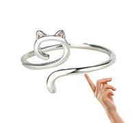 Crochet Tension Ring Adjustable, Open Cat Ear Yarn Ring, Zinc Alloy Crochet Guide Accessory for Knitting Craft DIY