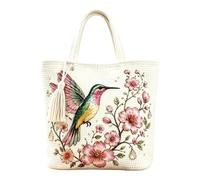 Crochet Tote - 25x20x10cm Hummingbird Flower Pattern Shopping Tote | Interactive Boho Knit Bag | Hummingbird Pattern Knitted Storage Bag For Daily Commute Shopping Outdoor Vacation Travel Party
