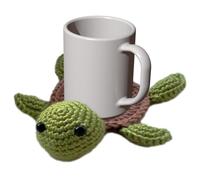 Crochet Turtle Coasters | Woven Drink Coasters | Green Turtle Shaped Mug Mat | Yarn Material | Table Desk Decoration | Crochet Coaster | Cute Insulated CrochetTurtle | Soft Sheep Cup Mat