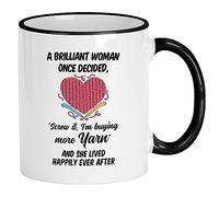 Crochet: Una Mujer Brillante Decidió Una Vez: ¡Al Diablo Con Todo! Más Hilo Mug Divertido Taza Duradero Tazas De Cerámica Para Escuela Espresso Hogar 330Ml