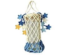 Crochet Water Bottle Carrier Bag - Cup Tote Handle for Travel Hiking Walking | Handwoven Cotton Rope Holder with Star Tassel, Lightweight Beverage Sleeve for Gym Beach Outdoor Activities, 7.87x8.66in