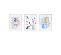 Crochetts Juego de 3 Cuadros Alice 33 x 43 x 2 cm Conejo Sombrero Niña 3 Piezas D1615604 - EAN: 8435631012979