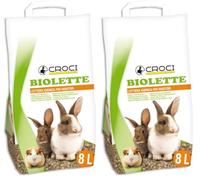Croci Biolette - Arena Ecológica 8 litros, Arena De Pellets, Natural Y Orgánica, para Conejos, Roedores, Pájaros Y Pequeños Mamíferos, Antiolor (Paquete de 2)