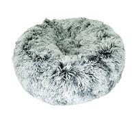 Croci Bobby Poilu - Cojín para Perros Extra Suave de Felpa, Donut Antideslizante para Perros y Gatos, tamaño Mediano, Lavable a máquina, Negro, 70 x 70 x 25 cm