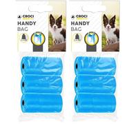 Croci - Bolsas Higiénicas Para Excrementos De Perros, 3 Rollos Total 60 Bolsas, Con Asas, Azul Claro (Paquete de 2)