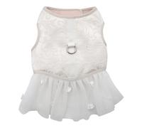 Croci Ceremony Bride - Arnés para Perro Macho, para Bodas, Vestido para Perros con Falda de Tul, Estampado Damasco, Ajustable, XS/24-27 cm