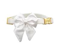 Croci Ceremony Bride - Collar para Perros Hembras con Lazo de satén extraíble, Blanco con Detalles Dorados, para Perros pequeños, medianos, Grandes, L/41-66 cm