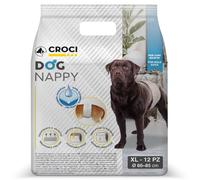Croci Dog Nappy - Pañales Para Perros Machos - Calzoncillos Para Perros Para Orinar - Pañal Envolvente Higiénico Para Perros Machos, Antiolor, Desechable, 12 Piezas, Tamaño Xl, 60-85 Cm