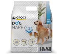 Croci Dog Nappy - Pañales Para Perros Machos - Calzoncillos Para Perros Para Orinar - Pañal Envolvente Higiénico Para Perros Machos, Antiolor, Desechable, 12 Piezas, Tamaño L, 50-60 Cm