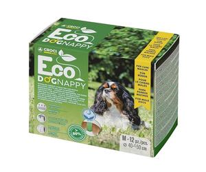 Croci Eco Dog Nappy - Pañales para Perros Macho biodegradables, Calzoncillos para Perros para orinar, Pañales con Banda higiénica para Perros machos, antiolor, Desechables, 12 Piezas, M, 40-50 cm