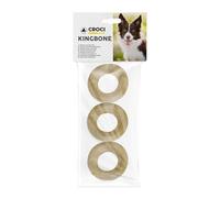 Croci King Bone - Anillo Natural, Bocadillo recompensa para Masticar Perros de Piel de Vaca, Palo Dental para Limpiar los Dientes, 7 cm - 3 Piezas