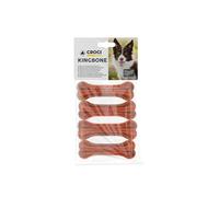 Croci King Bone - Hueso para Perros con Sabor a Tocino, Aperitivo masticable de Piel de Vaca Natural, Palillos para Limpieza Dental, 10 cm, 4 Unidades