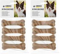 Croci King Bone - Hueso para Perros de Piel de Vaca Natural, 8 cm, 4 Unidades (Paquete de 2)