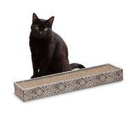 Croci Maiolica - Rascador De Cartón Para Gatos, Rectángulo De 2 Capas Reversibles, Pies Antideslizantes, Bolsa De Hierba Gatera Incluida, 48X12,5X5 Cm