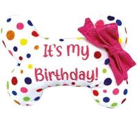 Croci Pet's Party Osso - Peluche Interactivo para Perros con Forma de Hueso, Feliz cumpleaños, Juguete para Mascotas, 21,5 x 19 x 5 cm