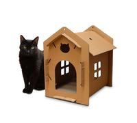 Croci Rascador De Cartón Para Gatos, Caja Cerrada Con Rascador Reversible De 2 Capas, Rascador Para Gatos Adultos, Estilo House, 42X35X50 Cm