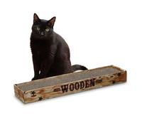 Croci Rascador para Gatos de cartón, 2 Capas con Patas Antideslizantes, Incluye sobre de césped Gato, Estilo Nuez, 48 x 12,5 x 5 cm