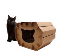 Croci Rascador Para Gatos De Cartón, Caja Cerrada Con Rascador Reversible De 2 Capas, Rascador Para Gatos Adultos, Con Dos Pisos, 50X38X35 Cm