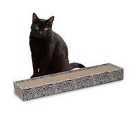 Croci Zebra - Rascador De Cartón Para Gatos, Rectángulo De 2 Capas Reversibles, Pies Antideslizantes, Bolsa De Hierba Gatera Incluida, 48X12,5X5 Cm