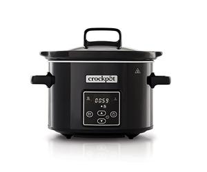 Crock-Pot CSC061X Olla de cocción Lenta Digital para Preparar Todo Tipo de Recetas, óptimo si cocinas para ti Solo o para Dos, 2.4 litros, Metal, Negro/Cromado