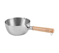 Crock pot de acero inoxidable. Sartén antiadherente de acero inoxidable, cacerola tradicional japonesa con mango de madera antiescaldado, herramienta de cocina de tipo profundo for cocina(20cm/7.9in)