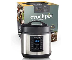 Crock-Pot Express Pressure Cooker | 12-in-1 Programmable Multi-Cooker | Slow Cooker | Food Steamer and Saute | 5.6 L | Energy Efficient | Stainless Steel [CSC051]