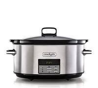 Crock-Pot olla de cocción lenta digital con recipiente apto para el horno | 7,5 l (más de 10 personas) | Apta para lavavajillas | Acero inoxidable [CSC063X]
