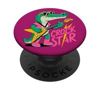 Crock Star Alligator Funny Rock Guitar PopSockets PopGrip Adhesivo