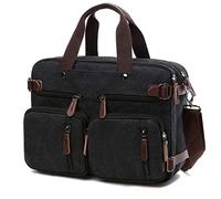 CROCOD Mochila convertible para laptop de 17.3 pulgadas, bolsa de mensajero para hombres/mujeres, Black, 17.3 inch