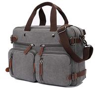 CROCOD Mochila convertible para portátil, bolso bandolera para hombres y mujeres, 17.3 pulgadas, bolsa de hombro para computadora portátil, multicompartimentos, maletín de negocios gris gris
