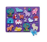 Crocodile Creek Wooden Puzzle and Playset 16 piezas de madera gruesas de pie con escena de juego en la parte posterior para ms de 2 aos Garden unic