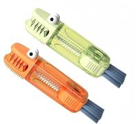 Crocodile Cup Lid Brush,3-in-1 Multi-Function Gap Cleaner,Portable Cleaning Brush with U-Shaped Silicone Brush,Kitchen Cleaning Brush,Multifunctional Bottle Cup Lid Cleanings Brushs (Green+Orange)