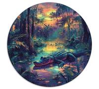 Crocodile Puzzle 1000 piezas vegetación de humedales redondo rompecabezas juguetes regalo interesante arte decoración moderna para adultos 1000pcs (67.5x67.5cm)