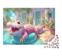 Crocodile Rose Relaxant Picture Puzzle 1000pcs Puzzles Faune Sauvage for Teenagers Jeu Éducatif Défi Pour Adulte 52x38cm/1000pcs